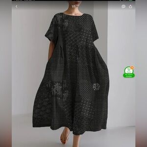 Gorgeous Japanese Sashiko, Elegant Traditional Block Print Dress Lightweight